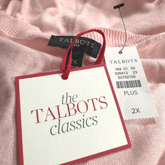 Talbots Cardigan Sweater 2X Pink Cotton Rayon Preppy Solid NWT CJ-2180 - Picture 7 of 10